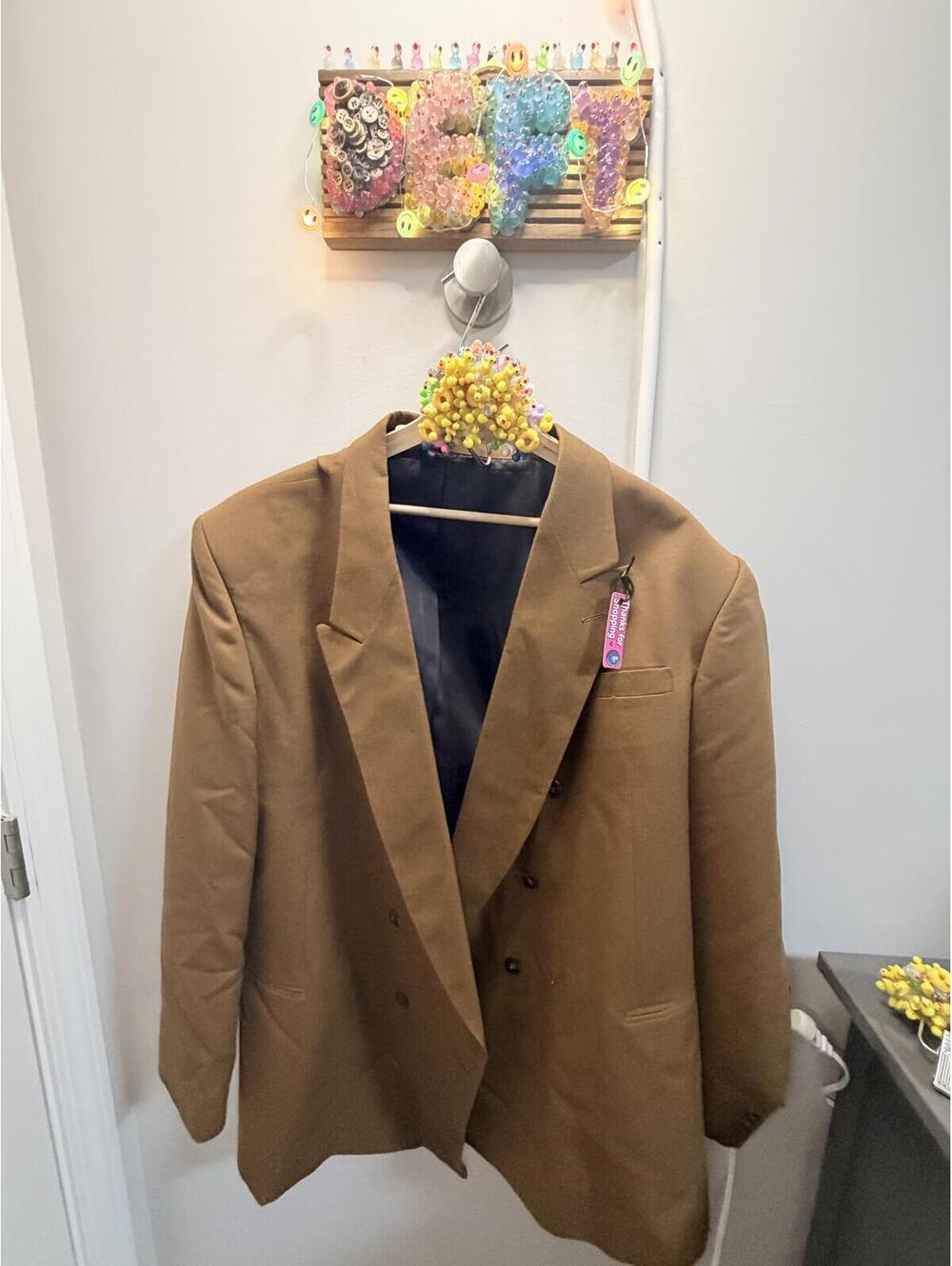 Deftduck Vintage Brown Double-Breasted Blazer Jacket